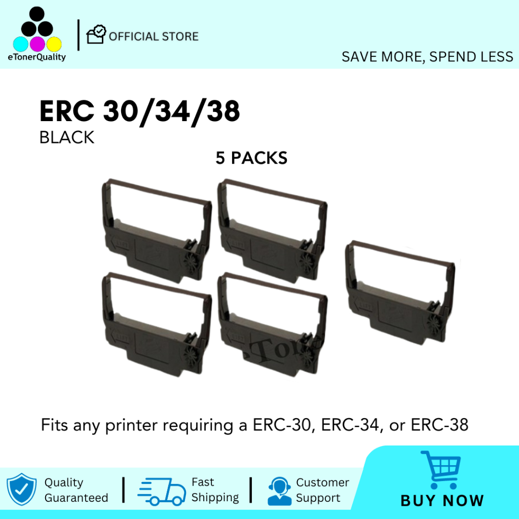 ETQ ERC 30/34/ 38 ERC 30 ERC 34 ERC 38 Black Compatible Ink Ribbon for ...