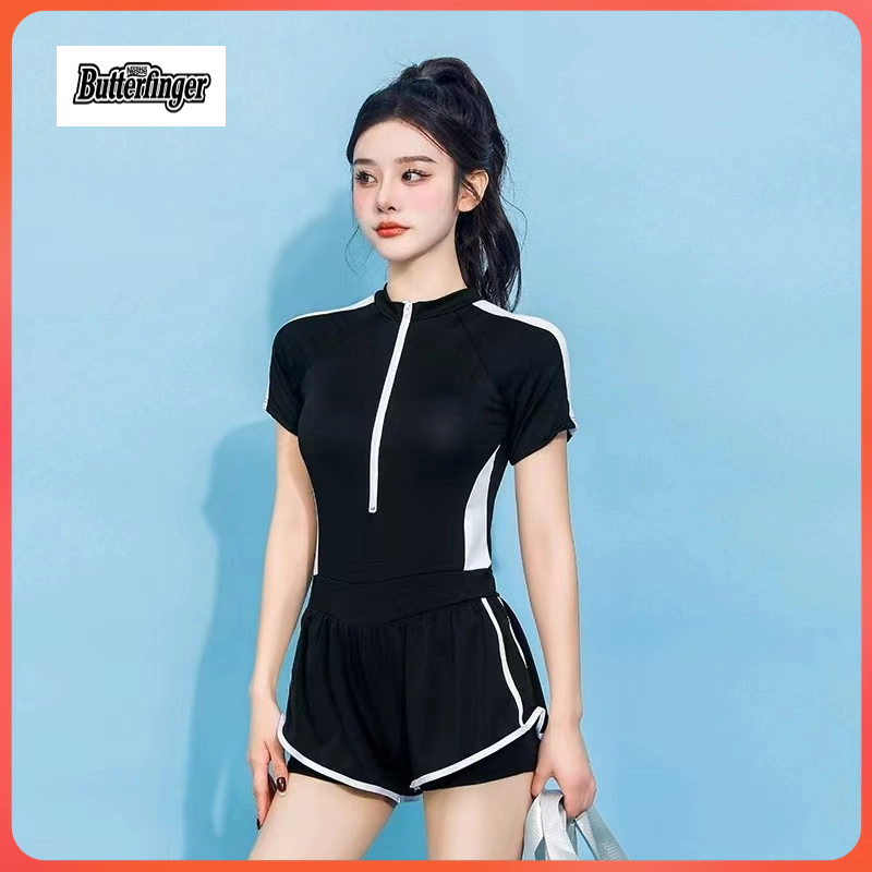 Ruffle One-Piece Swimsuit – Korean Bow Bodysuit with Pearl Strap main image 0