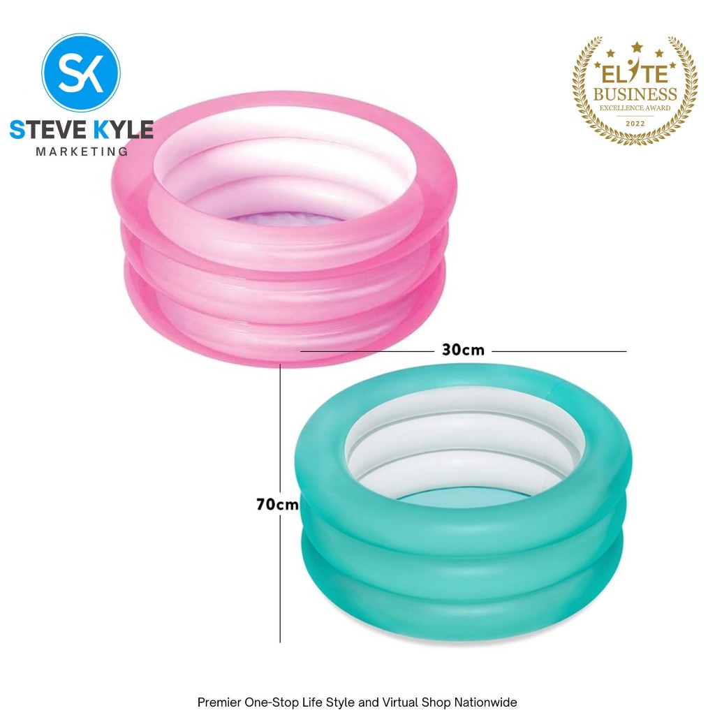 Bestway Transparent Colored 3 Air Ring Inflatable Pool for Kiddie ...