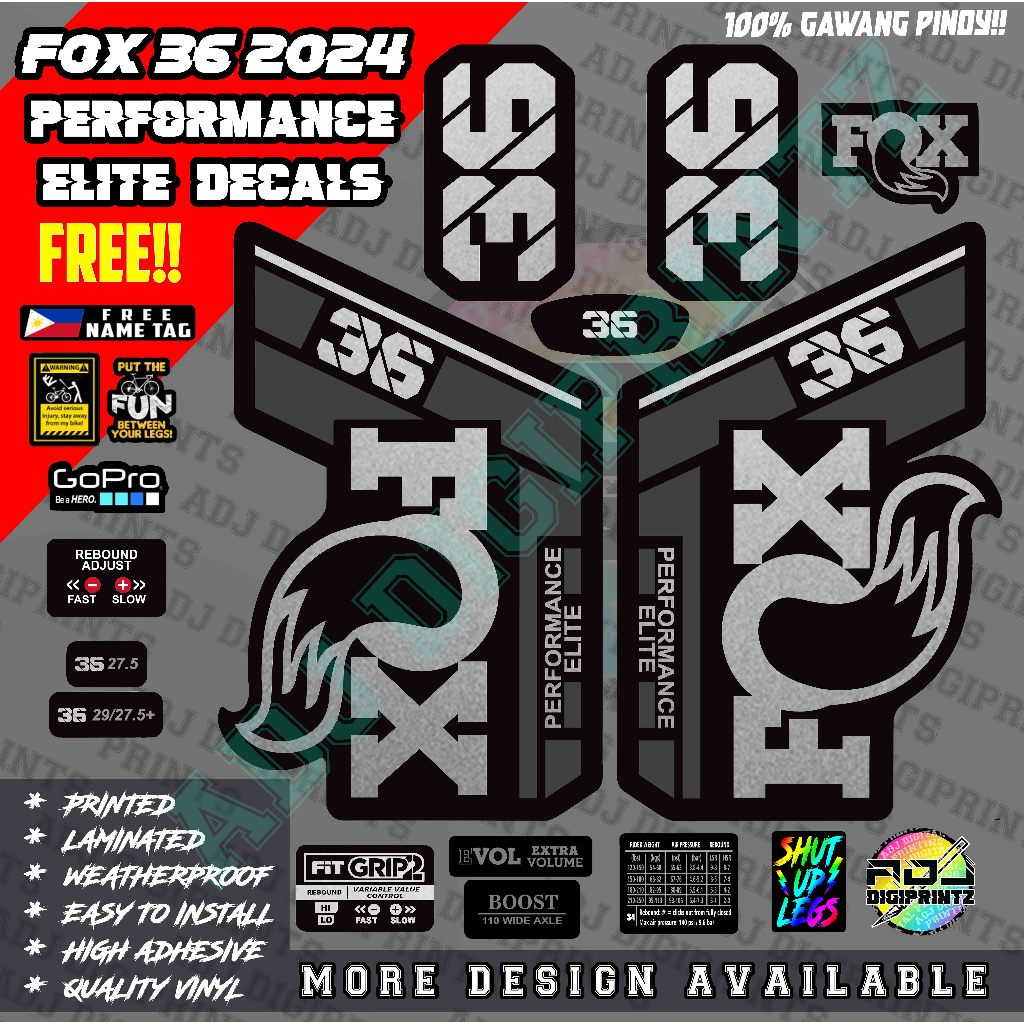 FOX 36 PERFORMANCE ELITE 2024 DECALS STICKER | Shopee Philippines