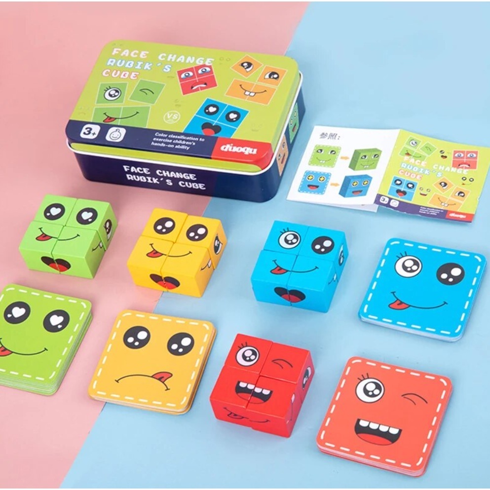 LETONG NEW Cards Wooden Face-Changing educational Magic Cube Building ...