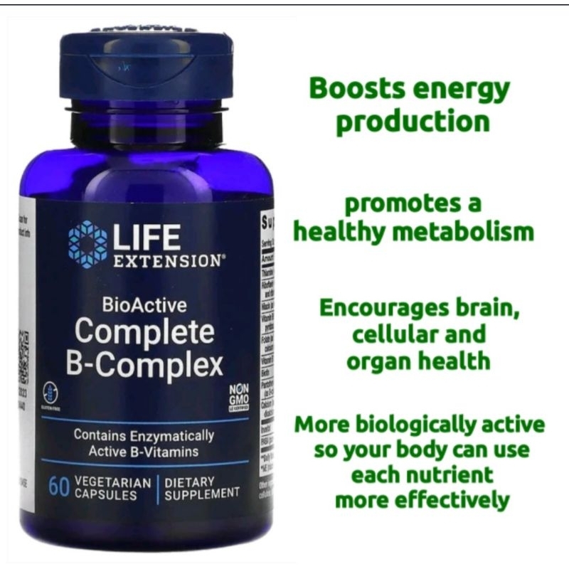 Life Extension BioActive Complete B-Complex, 60 Vegetarian Capsules ...