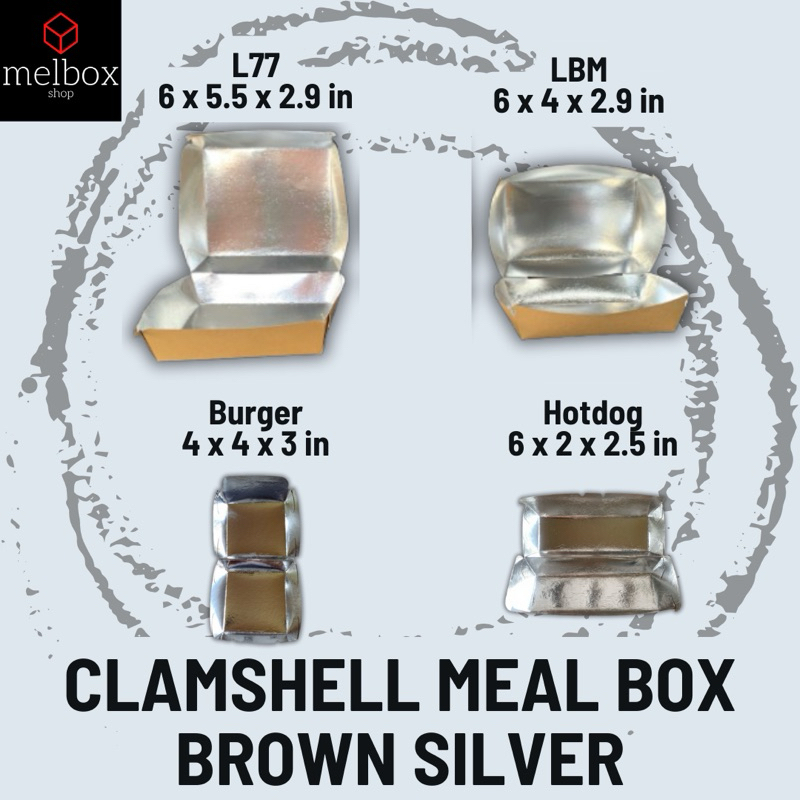 [50 pcs] Clamshell Burger Hotdog L77 LBM Disposable Meal Box Brown ...