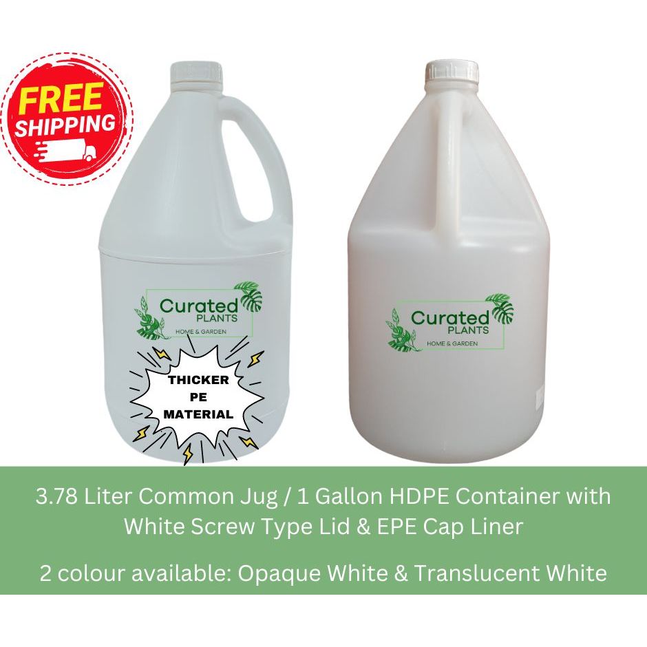 3.78 Liter Common Jug / 1 Gallon HDPE Container (BRAND NEW) with White ...