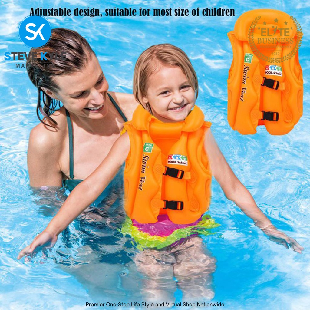 Inflatable Safety Life Jacket Vest Pool School Children Learn Swimming ...