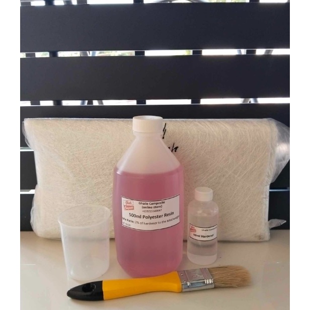 Fiberglass Set (C5) -500ml Resin, 60cc Hardener, 1/2kg CSM, Brush W ...