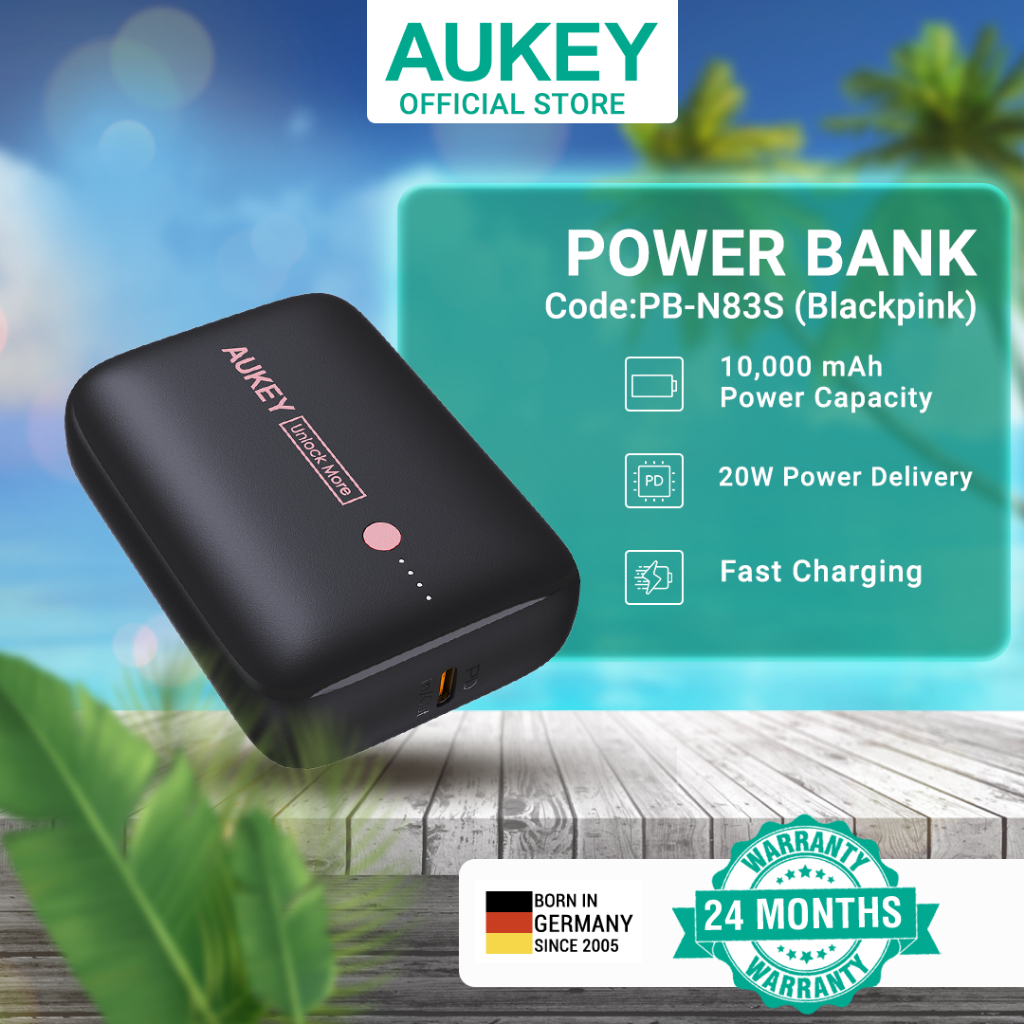 AUKEY PB-N83S BLACK PINK 10,000MAH 22.5W Powerbank Portable Charger ...