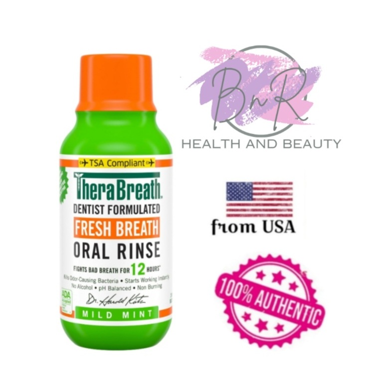 TheraBreath Fresh Breath Dentist Formulated Oral Rinse, Mild Mint ...