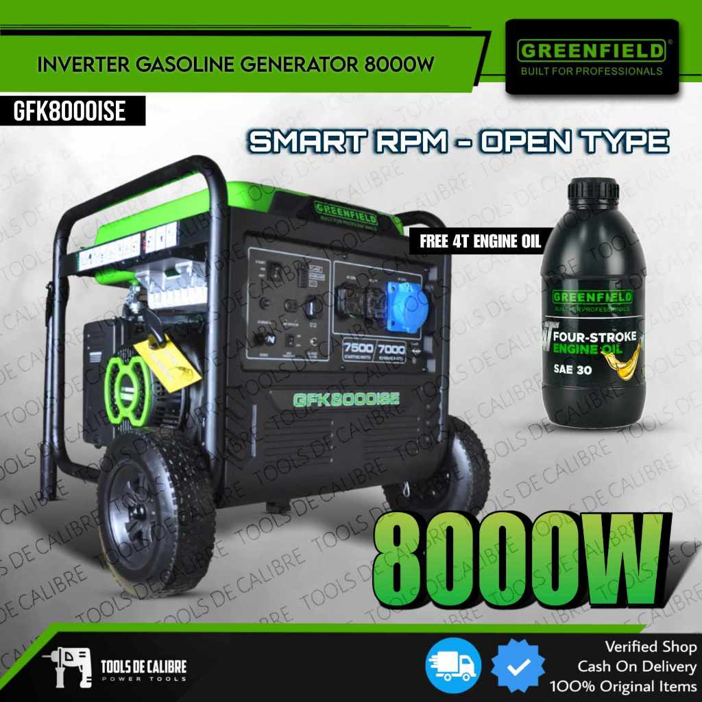 GREENFIELD Inverter Generator Gasoline 8000W 60Hz Smart RPM-Open Type ...