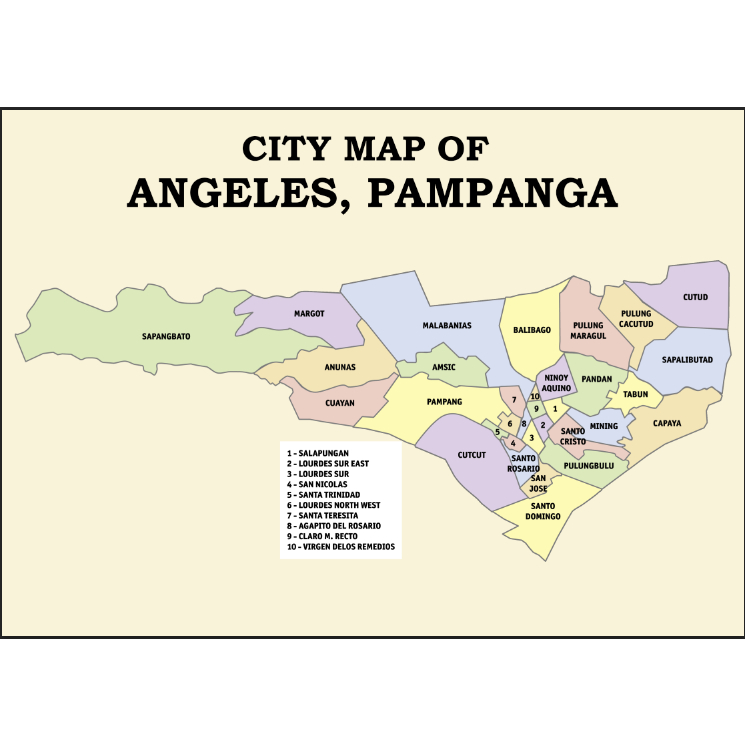 Angeles City Map A4 Laminated Chart | Shopee Philippines