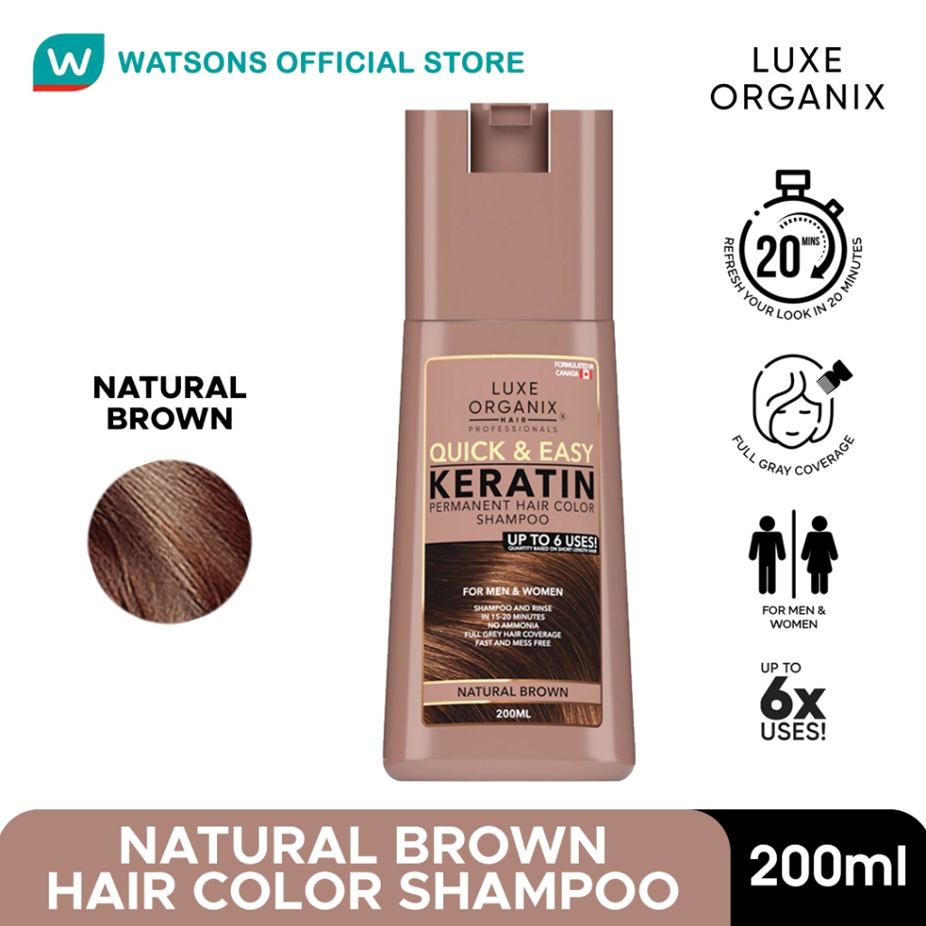 LUXE ORGANIX Hair Color Shampoo Natural Brown 200ml Shopee Philippines