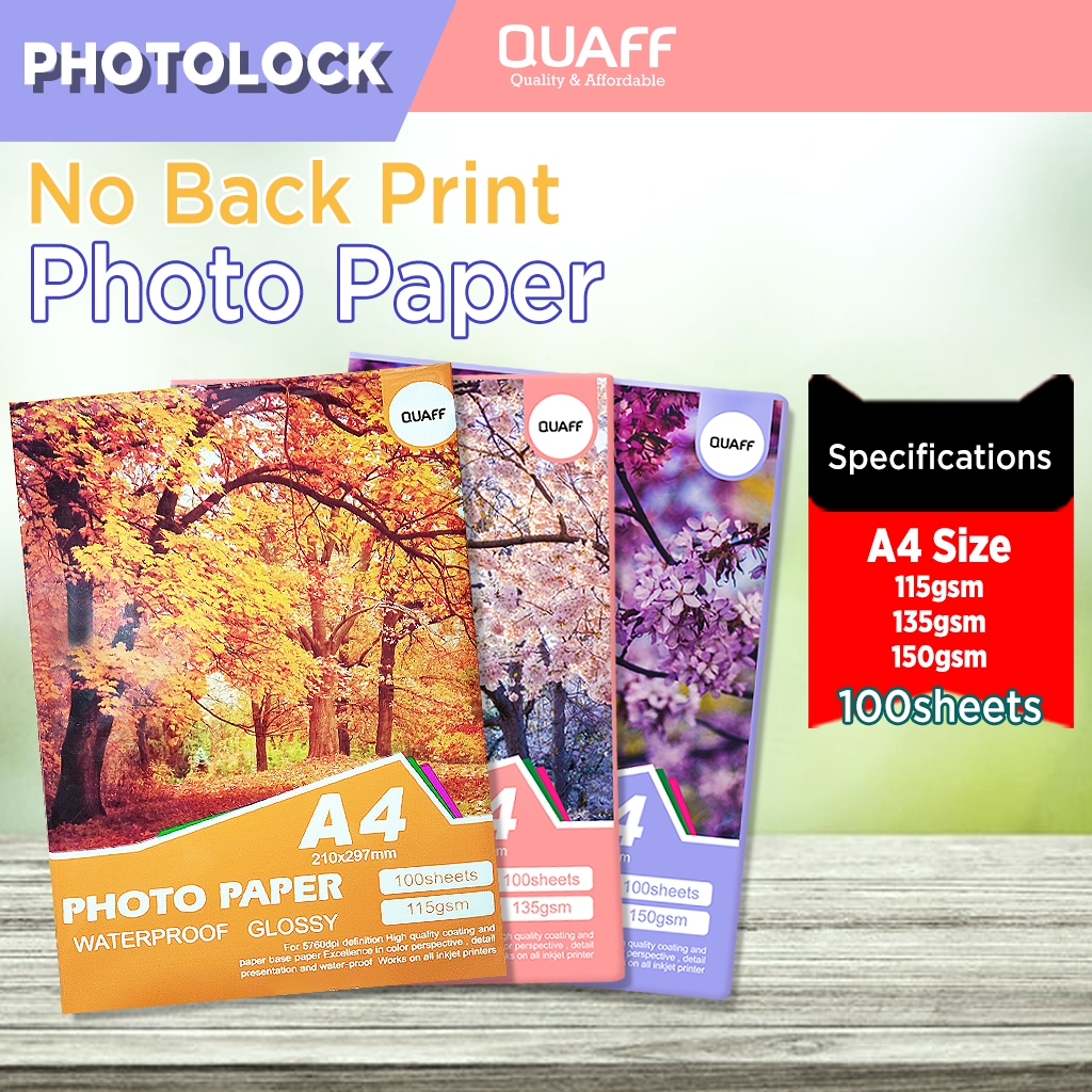 115gsm/135gsm/150gsm A4 Size QUAFF Photo Paper || Inkjet No Back Print ...