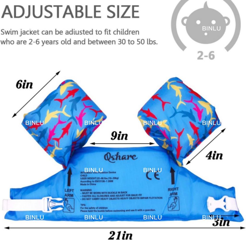 life jacket for kids swim arm loop floating object vest floaters for ...