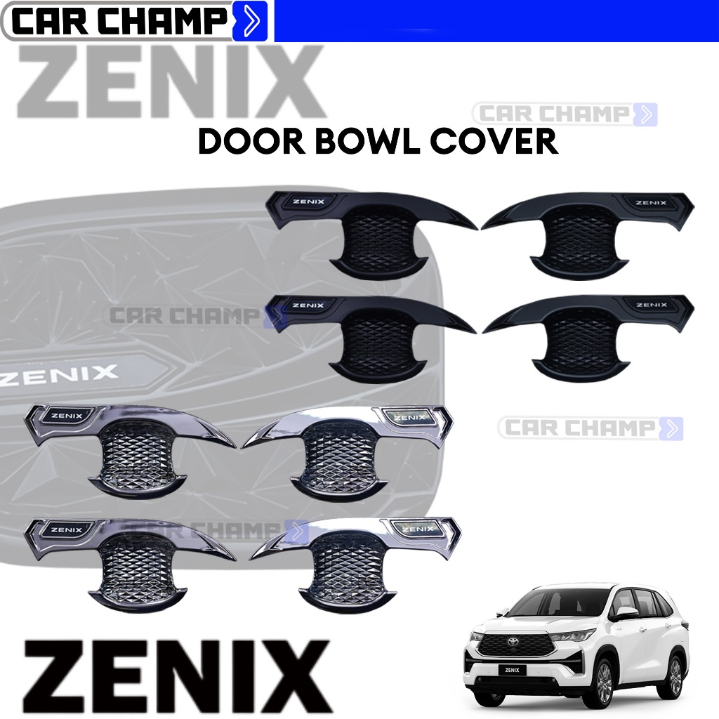 Toyota Zenix 2023 to 2024 Door Bowl Cover Matte Black / Chrome V1 ( Car ...