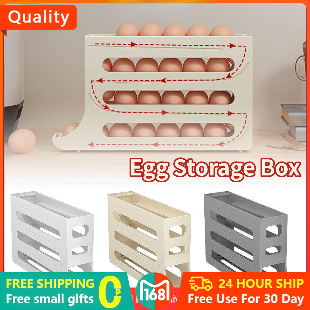 Automatic Scrolling Egg Rack Anti-falling Four-layer Egg Box Slide-type ...