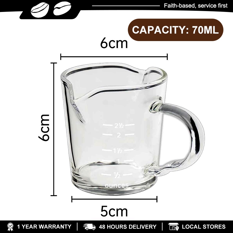 Measuring Cup Glass Espresso Cup With Scale Double Mouth Bottle Coffee Share Pot Kitchen Wares