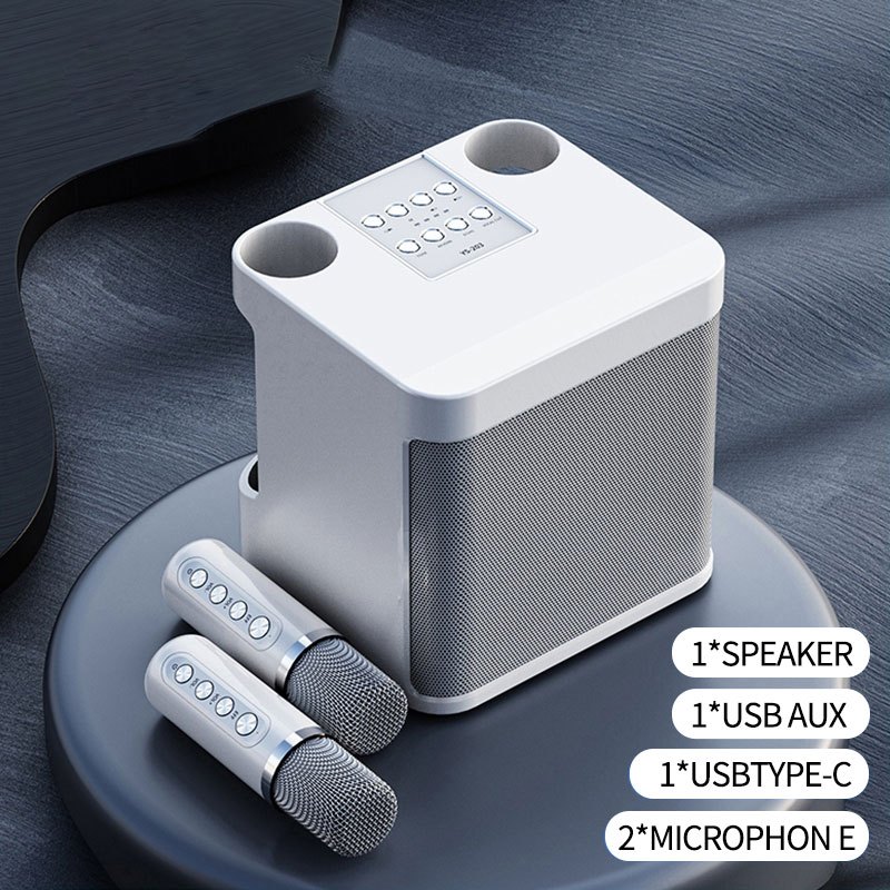 YS-203 Wireless Bluetooth Dual Microphone Karaoke Speaker 3D with Dual ...