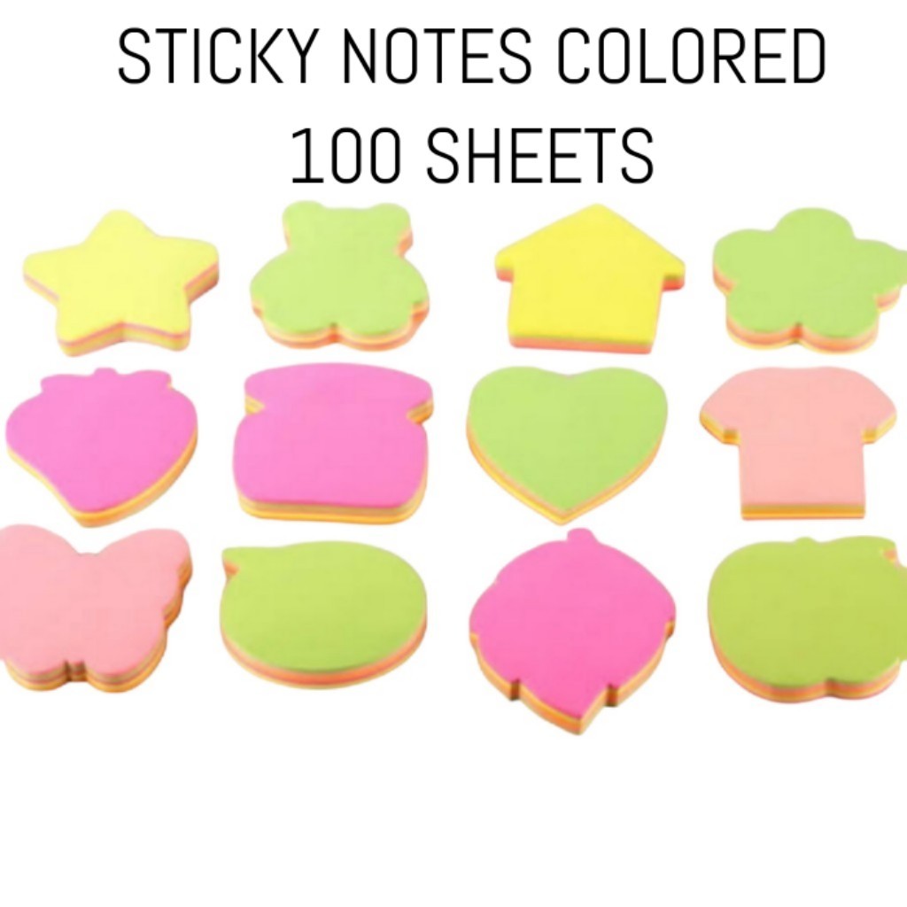 STICKY NOTES ASSORTED DESIGN WITH 4 COLORS 100 SHEETS | Shopee Philippines