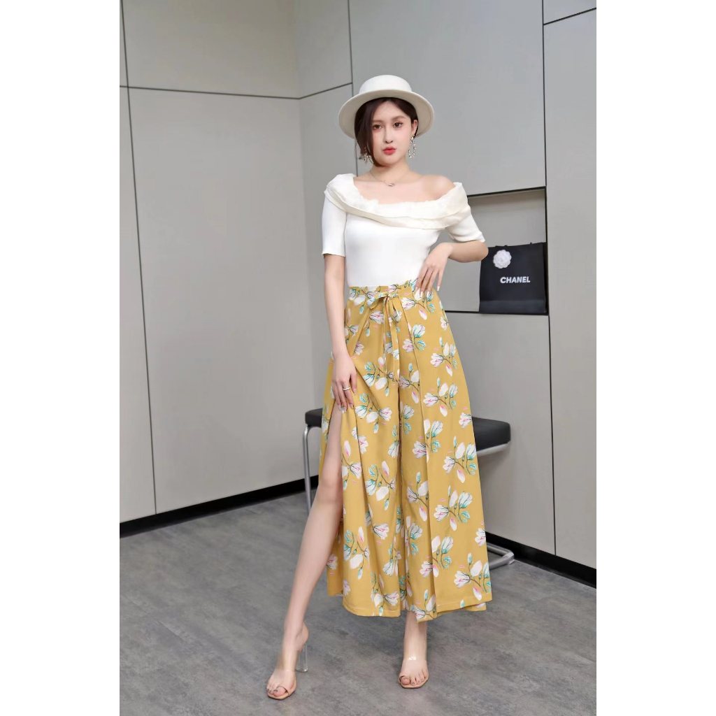 Korean Overlap Floral Summer Beach Side Slit wrap around Self tie ...