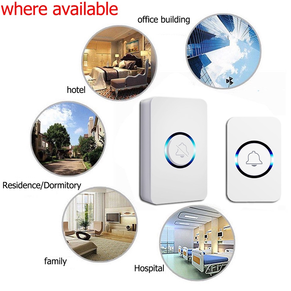 4Volume Level Plug Receiver Mini LED Wireless Doorbell No Battery ...
