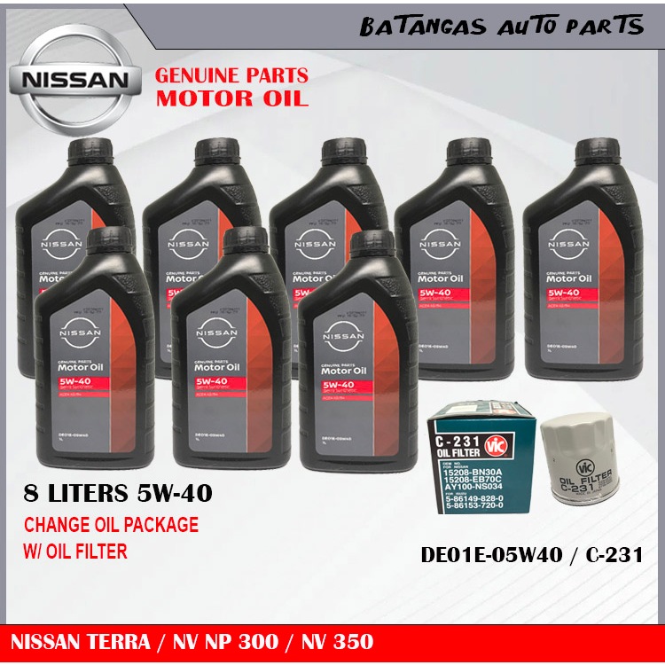 NISSAN CHANGE OIL PACKAGE SEMI SYNTHETIC 5W40 W/ OIL FILTER NISSAN