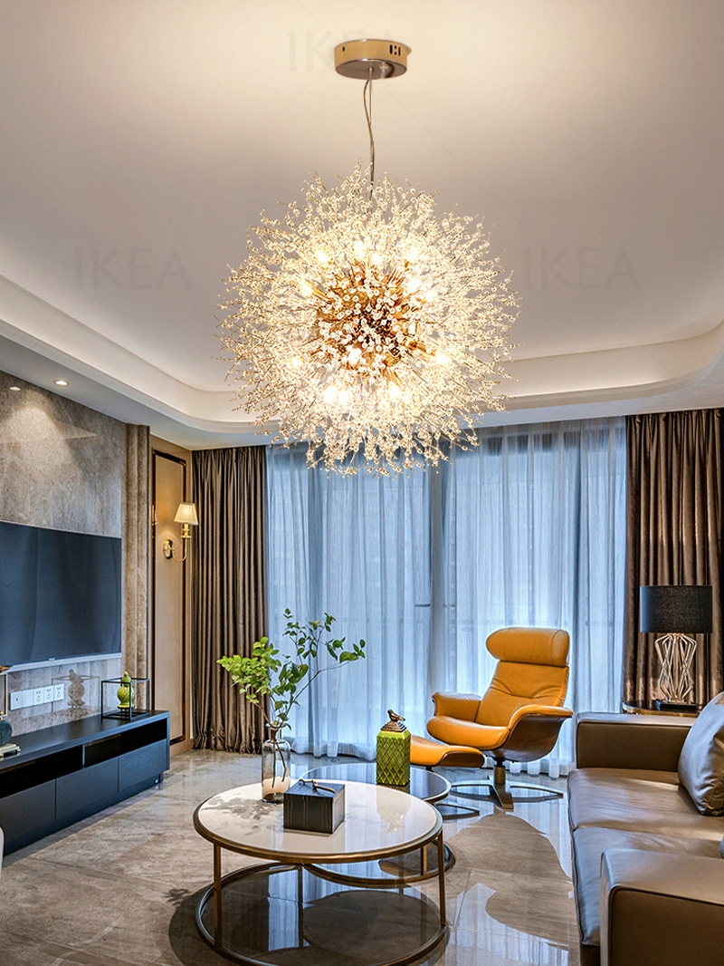 Nordic living room crystal chandelier long dining room bedroom lamp room  lamp ceiling light