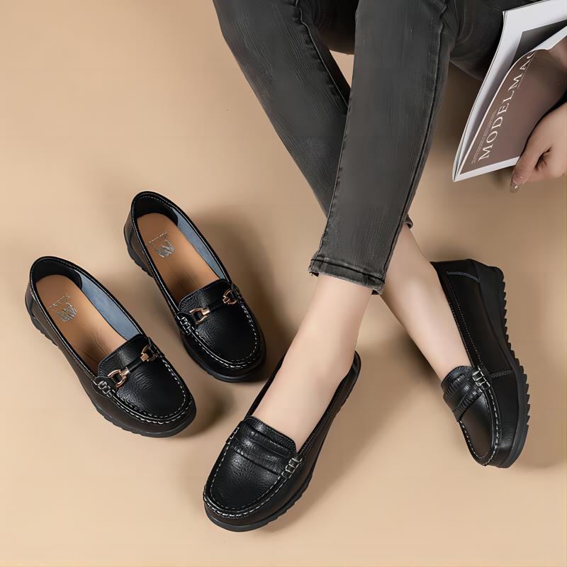 MITATA Soft Comfort Leather Loafers Women Shoes Black Shoes | Shopee ...