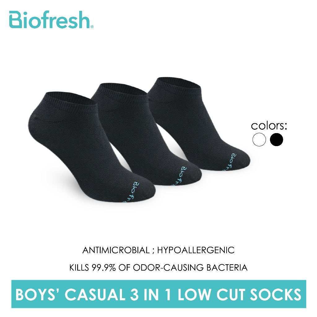 Biofresh Boys’ Antimicrobial Cotton Lite Thin Casual Low Cut Socks 3 ...
