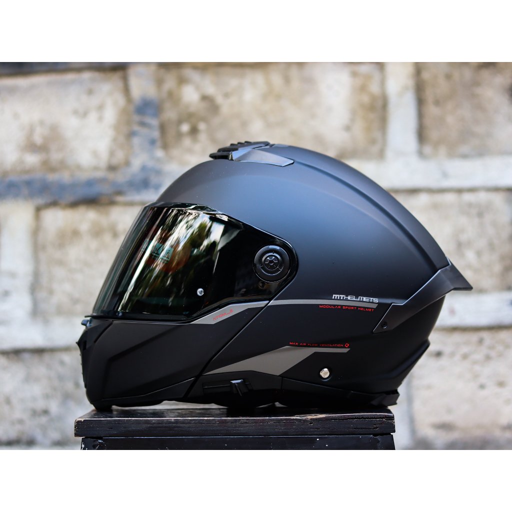 MT HELMET ATOM 2 SOLID A1 MATTE BLACK DUAL VISOR WITH FREE CLEAR LENS ...