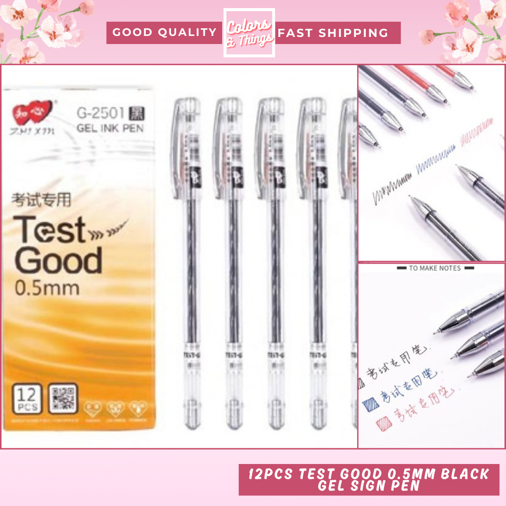 Colorsandthings 12pcs Test Good 0.5mm Black Gel Sign Pen | Shopee ...