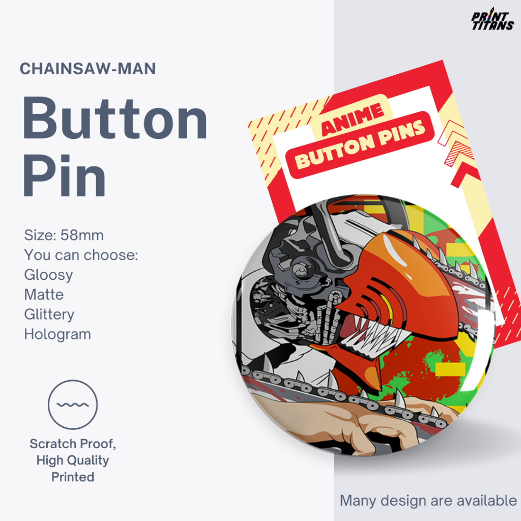 Chainsaw-man Button Pins 2.25 Inch Anime Collectible Items | Shopee ...