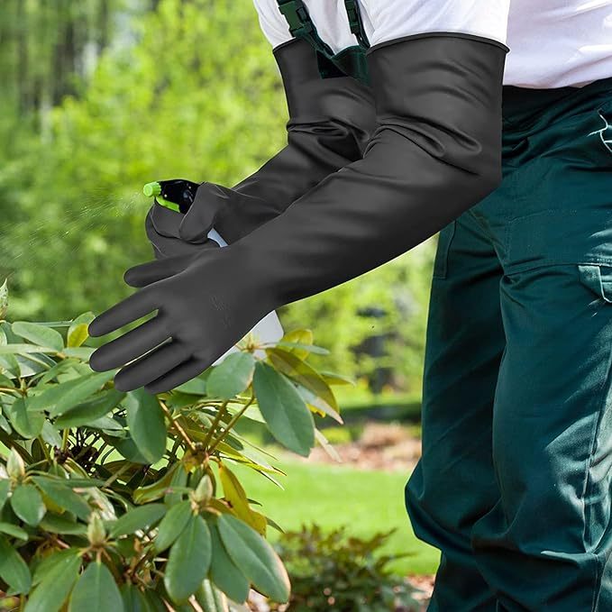 Heavy Duty Rubber Gloves Chemical Muriatic Acid Resistant Natural Anti