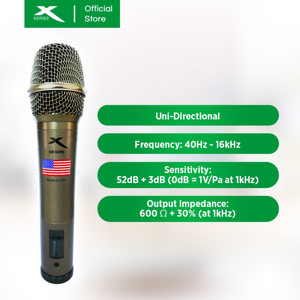 Xtreme/X-SERIES High End Dynamic Microphone w/7.5m Mic Cable microphone ...