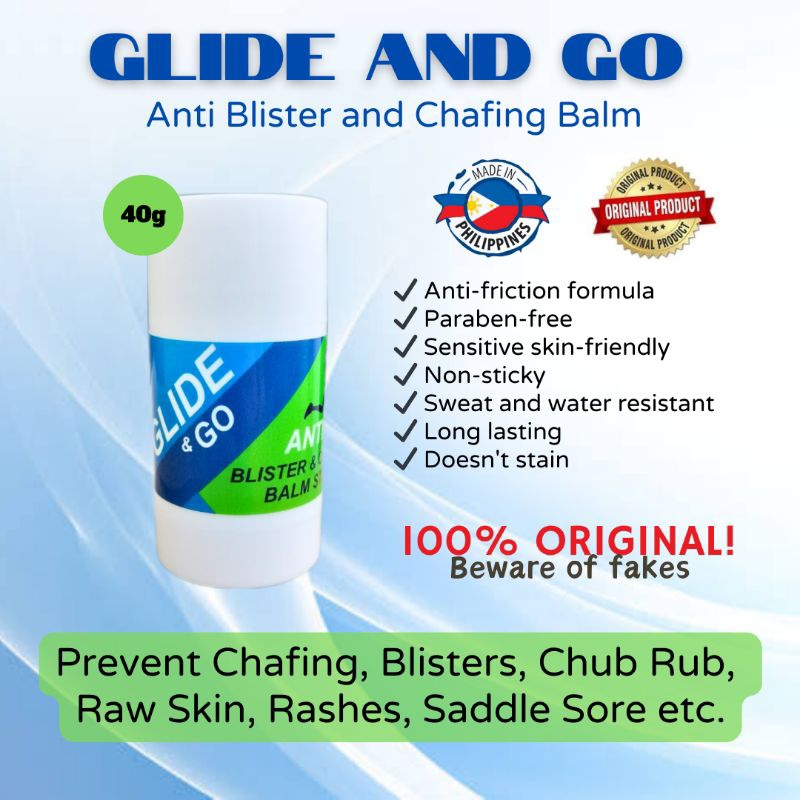 Glide and Go Anti Blister and Chafing Balm Sport Body Cream Chub Rub Rashes Paltos Thigh Chafe