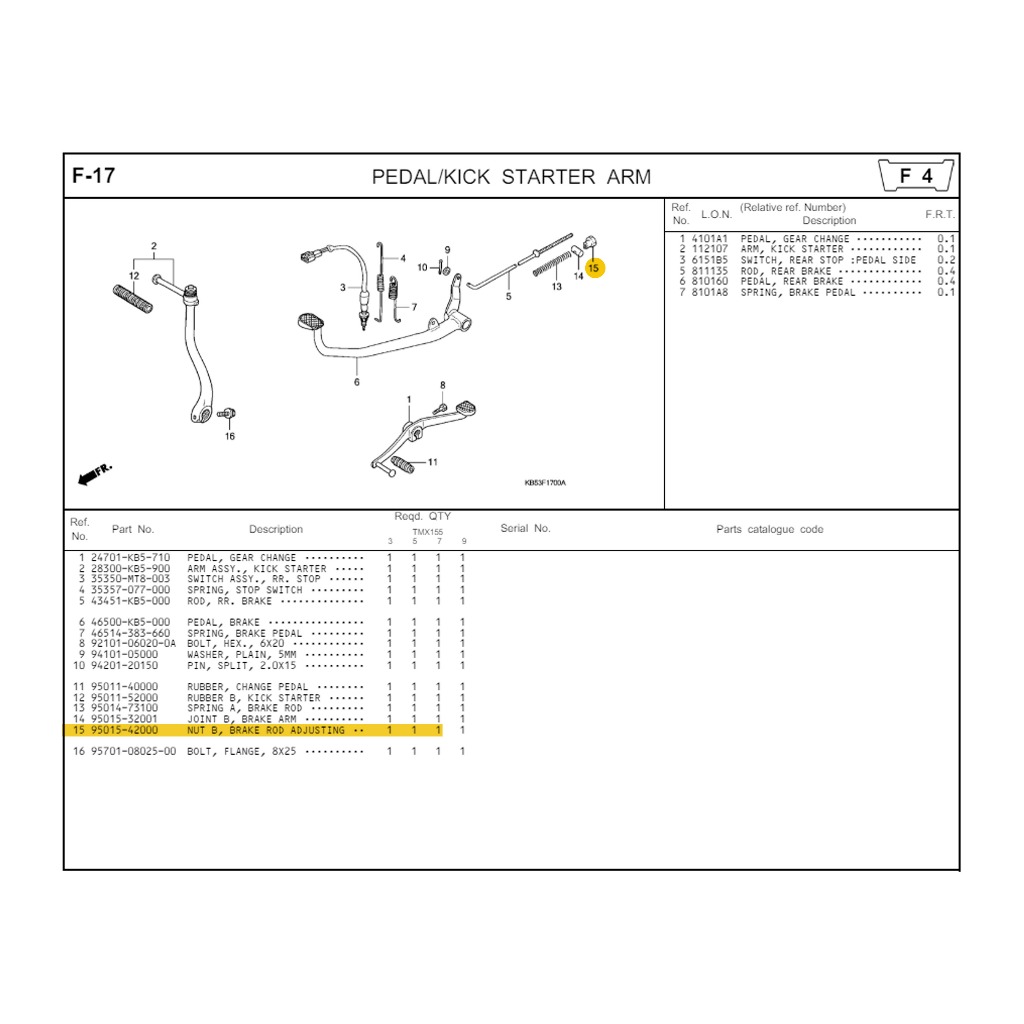 HONDA GENUINE BRAKE ROD NUT ADJUSTING FOR TMX 155 ( 95015-42000 ...