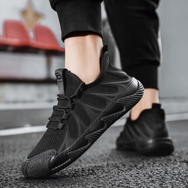 Summer Mesh Breathable Sneakers for Men Fashion Black Soft Sport Shoes