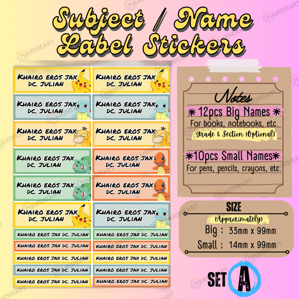Subject Sticker Name Sticker Label Back to School Owner Sticker ...