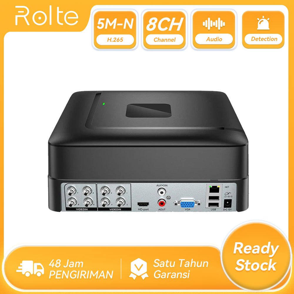 Rolte 8CH 5M-N DVR Hybrid Video Recorder For Analog Cameras AHD/TVI/CVI ...