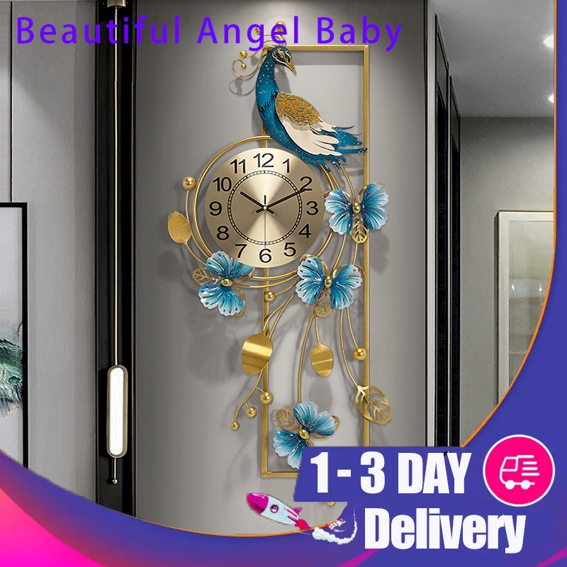 88x39cm Creative Peacock Clock Modern Simple Light Luxury Clock Hanging ...