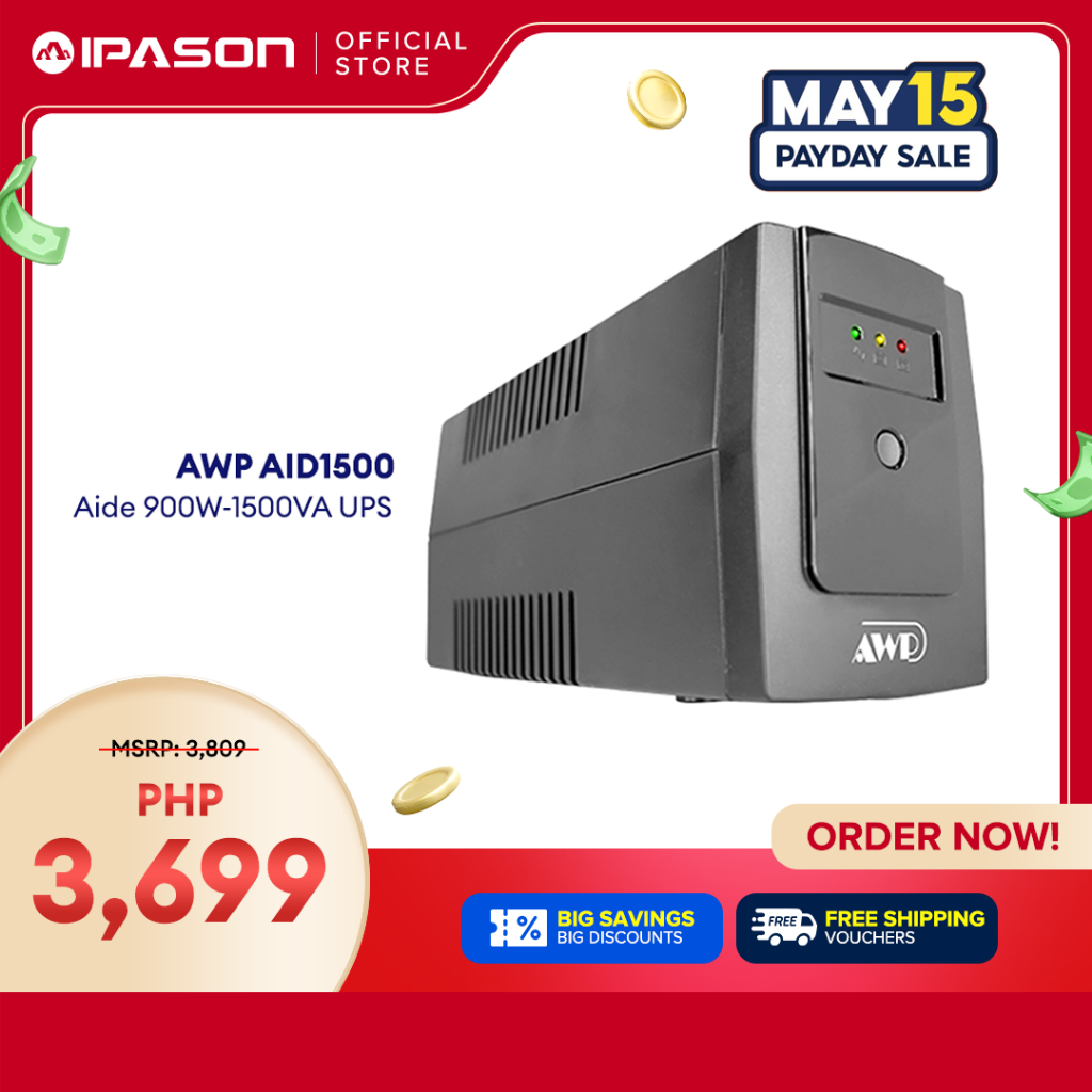 Ipason AWP AID1500 Aide 900W-1500VA UPS With AVR Uninterruptible Power ...