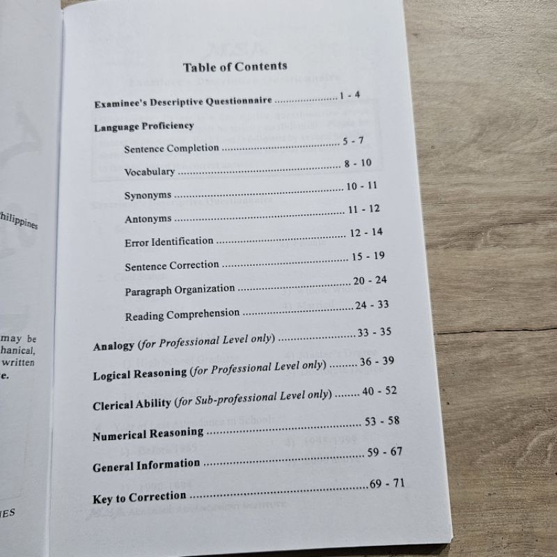 MSA Practice Test for Civil Service Exam Professional and Sub ...