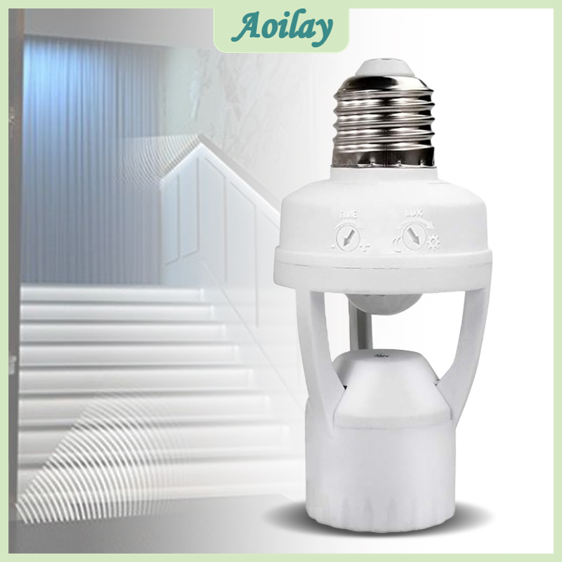 E27 PIR Sensor Lamp Bulb Socket Converter Adjustment Infrared Motion ...