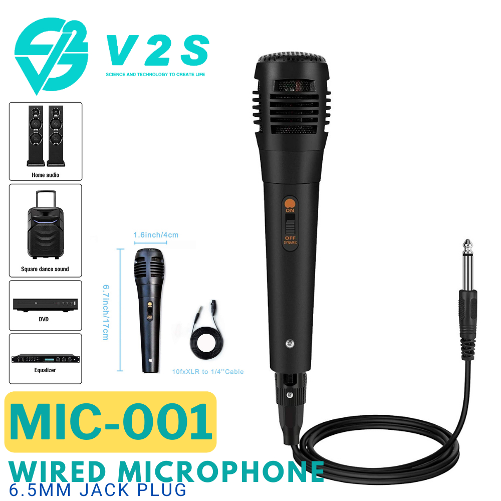 V2S MIC-001 6.5MM Jack Input Wired Dynamic Audio Vocal Microphone Mic ...