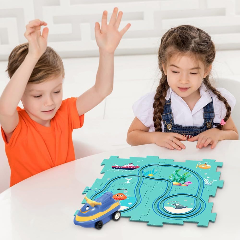 Children's Toy Electric Car Rail Car Toy Educational Toy Set DIY Puzzle ...