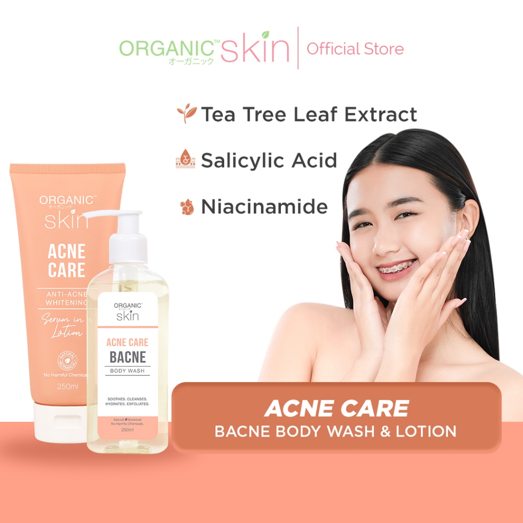 Organic Skin Japan Acne Care Set Bacne Body Wash 250ml & Lotion 250ml ...