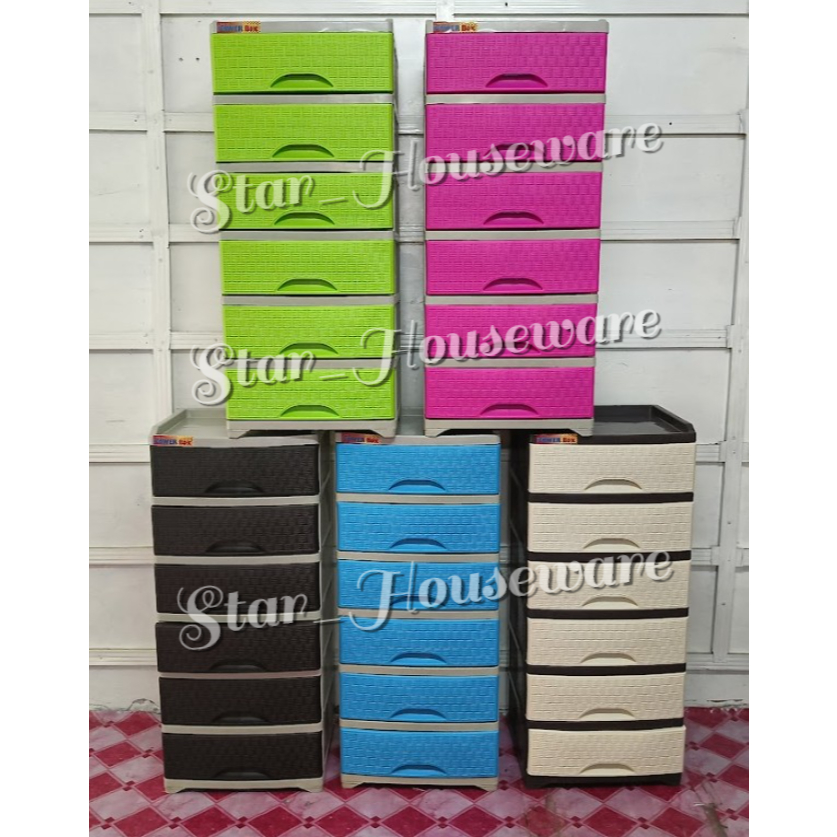 DRAWER RATTAN 6 LAYER UNI-LUCKY POWER BOX RATTAN #398-6L (random color ...