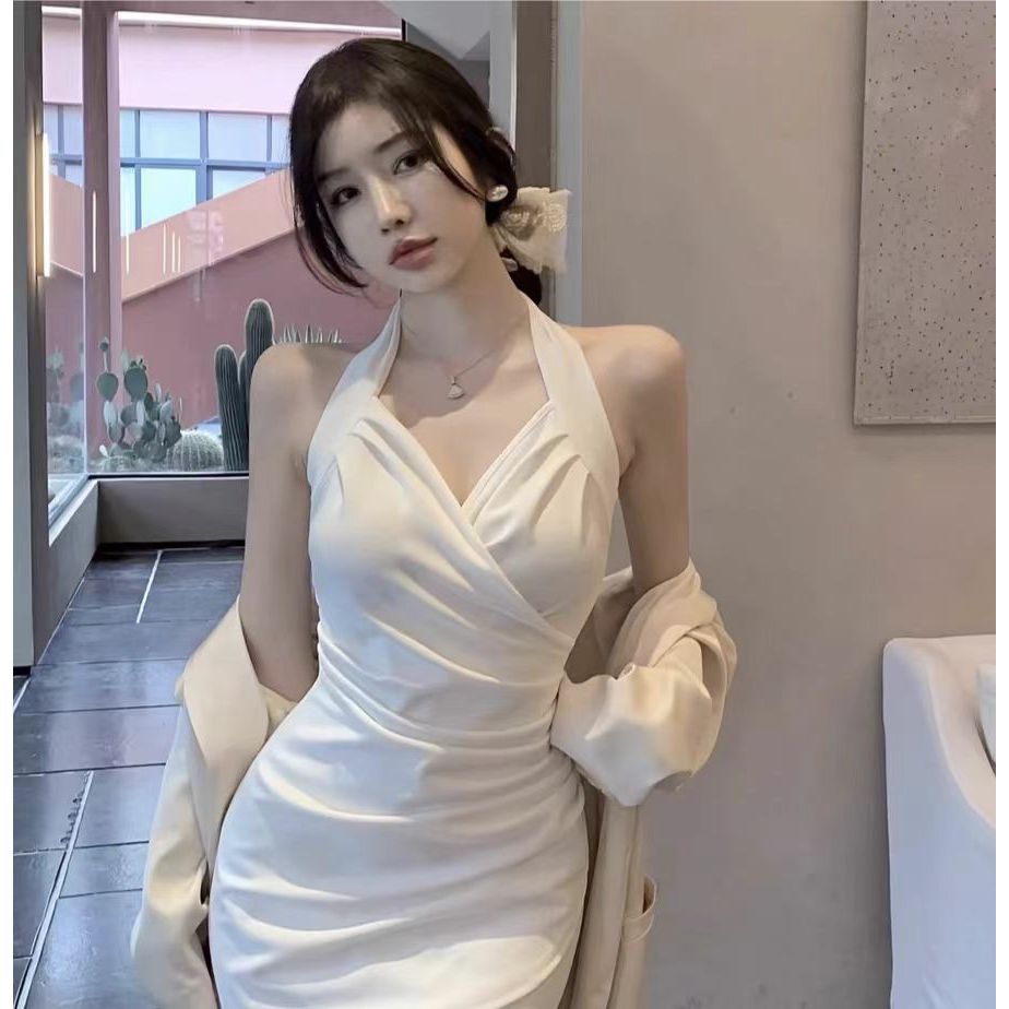 formal white summer dress for women plus size 2xl korean casual dress ...