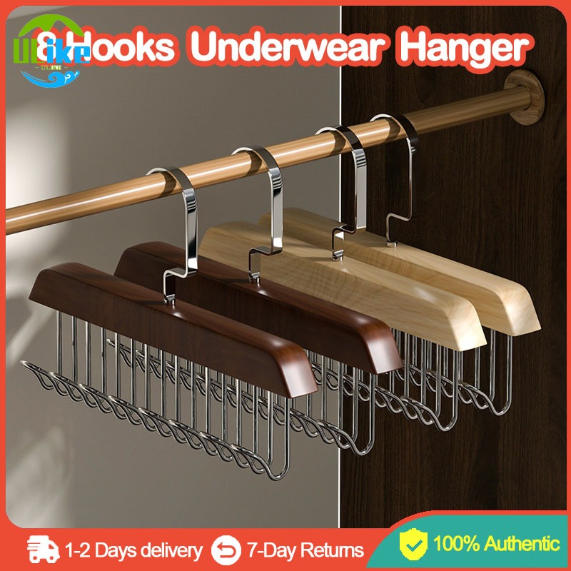 8 Hooks Solid Wood Hanger Woman Bra Hanger Man Belt Tie Hanger Vest Bag ...