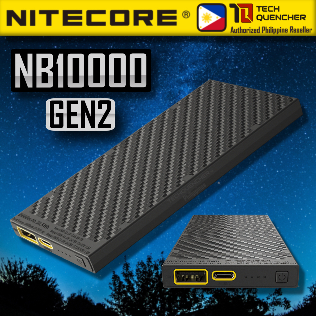 Nitecore NB10000 GEN2 V2 10000 mAh Powerbank Ultra Slim Body Carbon Fiber PD QC 3.0