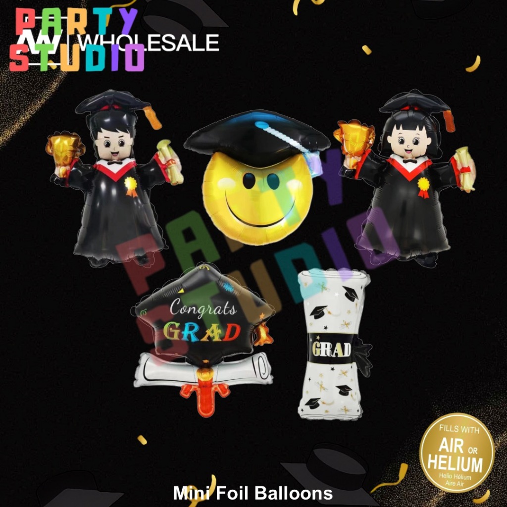 5 in 1 Graduation Mini Foil Balloon Set Graduate Theme Balloon ...